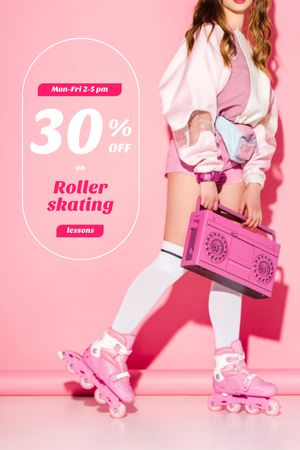 Designvorlage Happy Hour Offer with Girl Rollerskating für Tumblr