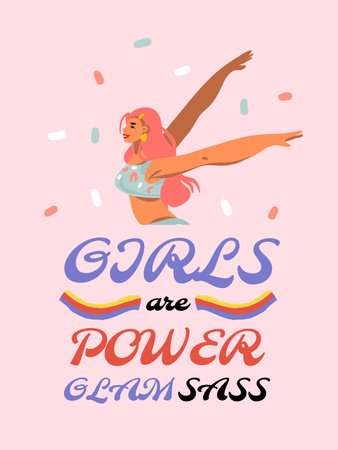 Girl Power Inspiration with Women on Riot Poster US Design Template