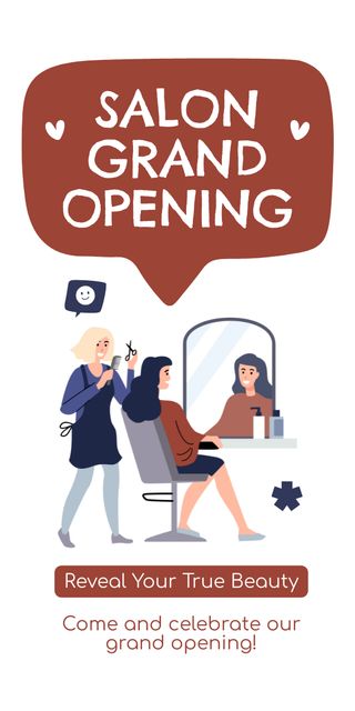 Beauty Salon Grand Opening Event Announcement Graphic Design Template