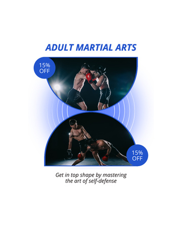 Anúncio de artes marciais para adultos com luta de boxeadores Instagram Post Vertical Modelo de Design