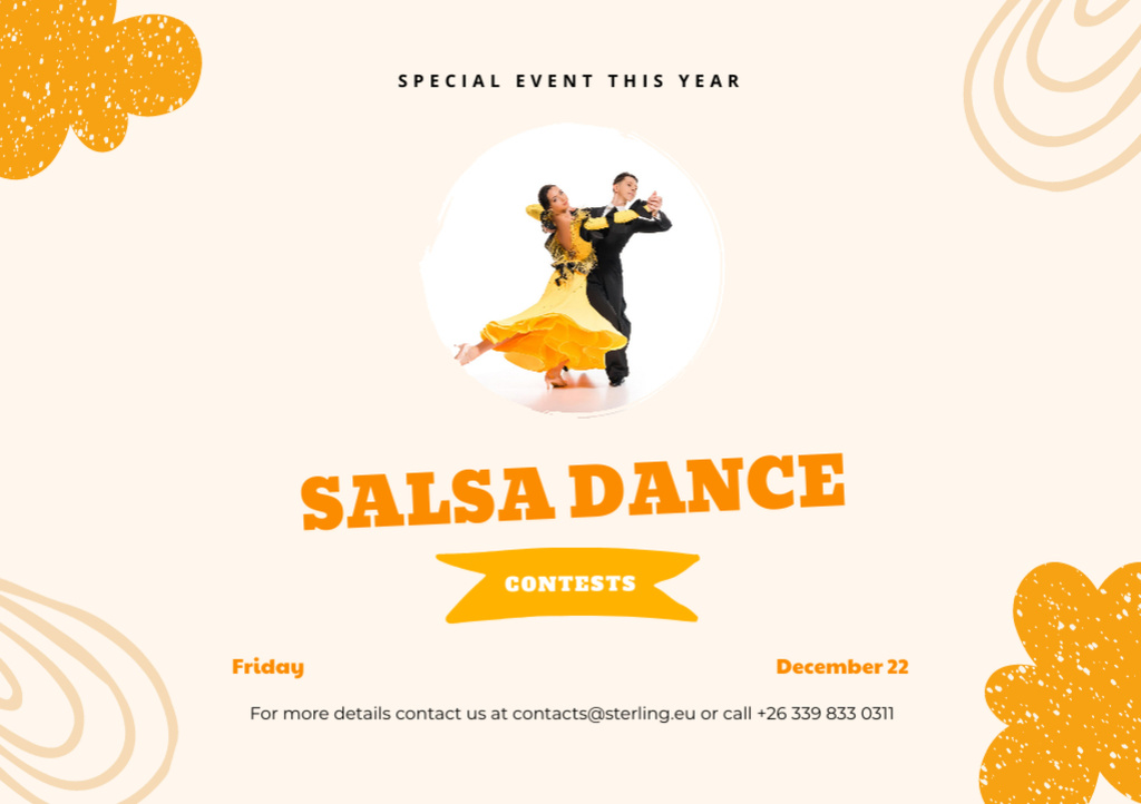 Salsa Dance Special Event Announcement  Flyer A5 Horizontal Tasarım Şablonu
