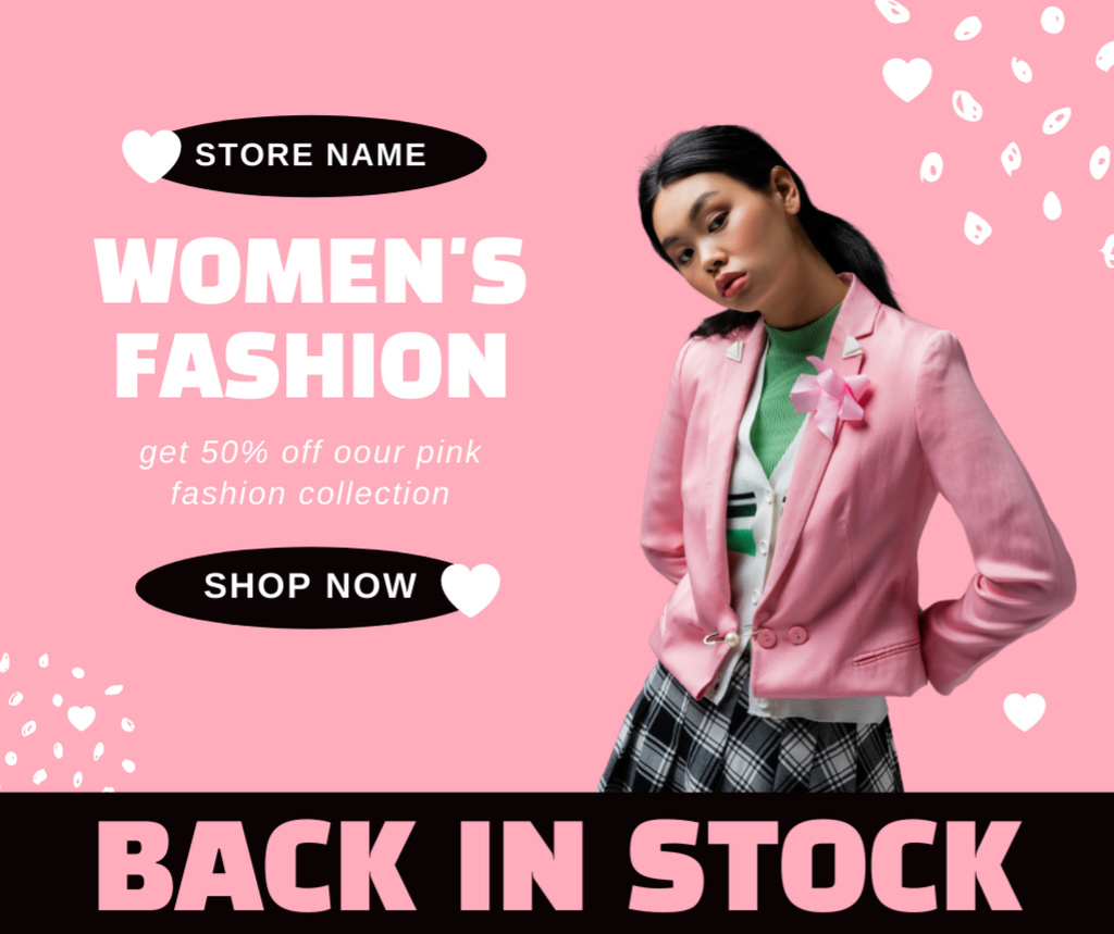 Women's Fashion Back in Stock Facebook Πρότυπο σχεδίασης