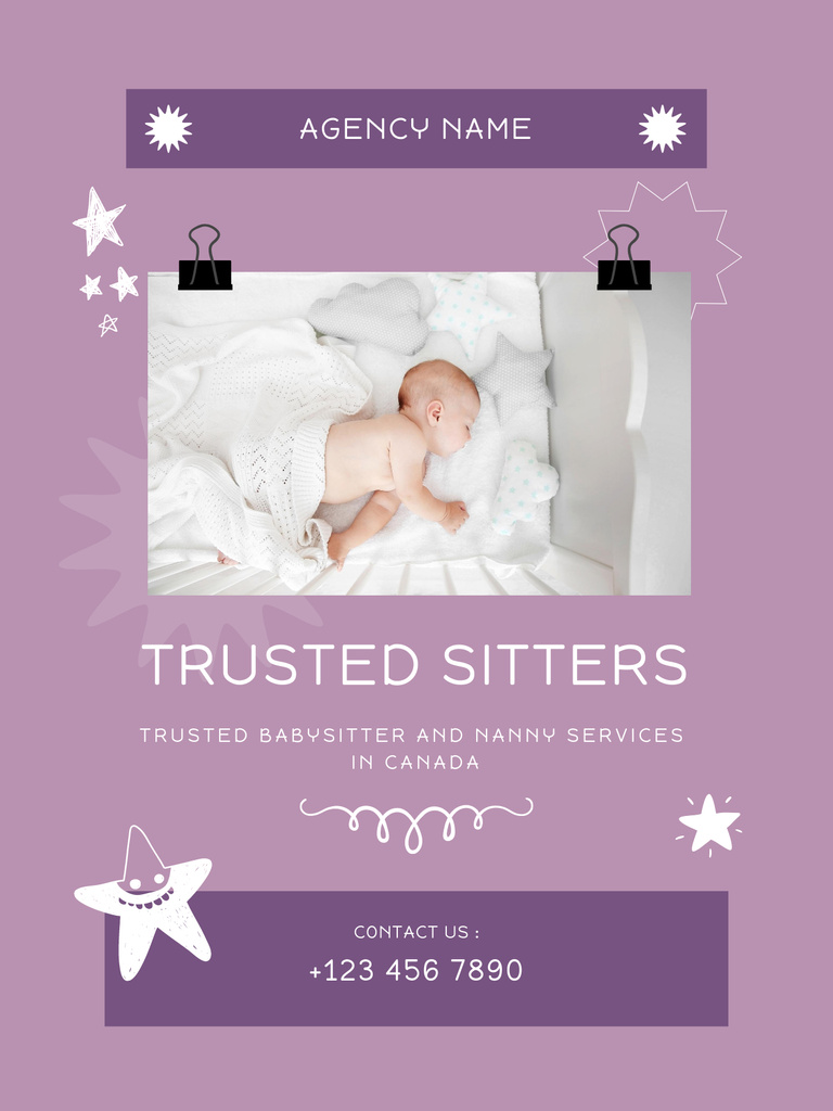 Ontwerpsjabloon van Poster US van Trusted Babysitting Service for Newborn Babies