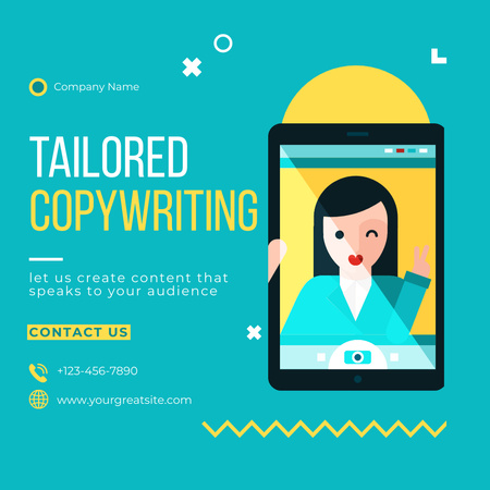 Content Copywriting Service Offer With Tablet Instagram Design Template