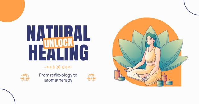 Template di design Natural Healing Promoting With Aromatherapy And Reflexology Facebook AD