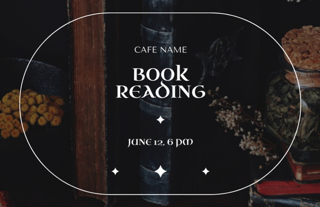 Ontwerpsjabloon van Flyer 5.5x8.5in Horizontal van Books Reading Event in Cafe