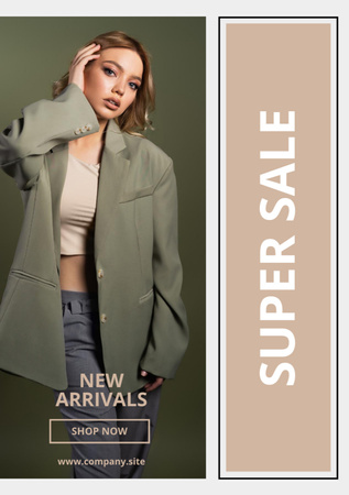 Fashion Collection Ads with Stylish Woman Flyer A5 Design Template
