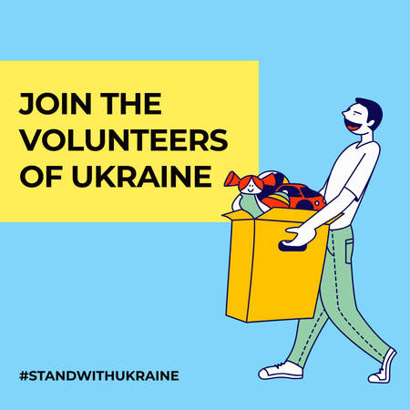 Ukrayna Gönüllü Ekibine Katılın Çağrısı Instagram Tasarım Şablonu