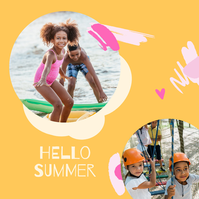 Children at Summer Holiday Camp Instagramデザインテンプレート