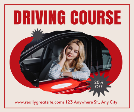 Step-by-step Car Driving Lessons With Discounts At School Facebook Design Template