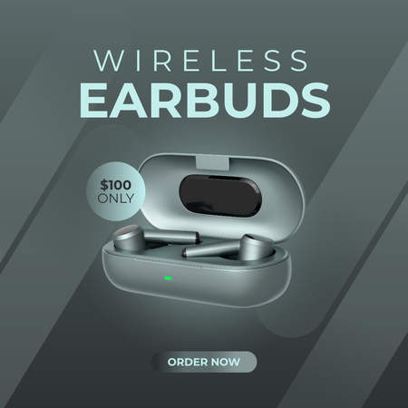 Modern Wireless Earbuds Sale Instagram AD Design Template