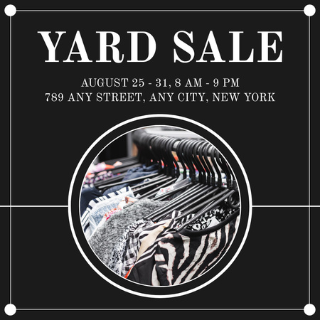 Designvorlage Yard Sale-Ankündigung auf Schwarz für Instagram