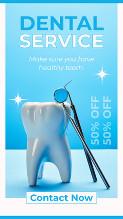 Dental Services Ad with Tooth Instagram Video Story Design Template