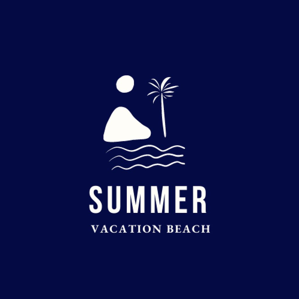 Travel Agency Offer with Island and Palm Tree Creative Illustration Logo Πρότυπο σχεδίασης