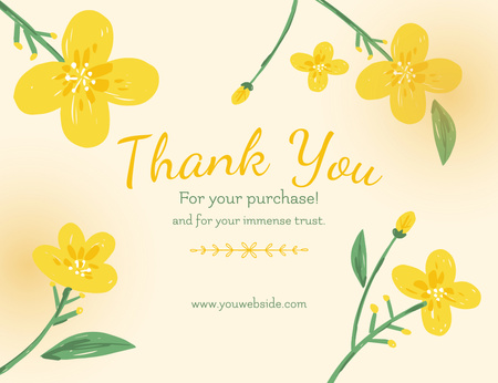 Děkuji zpráva s krásnými žlutými květy Thank You Card 5.5x4in Horizontal Šablona návrhu