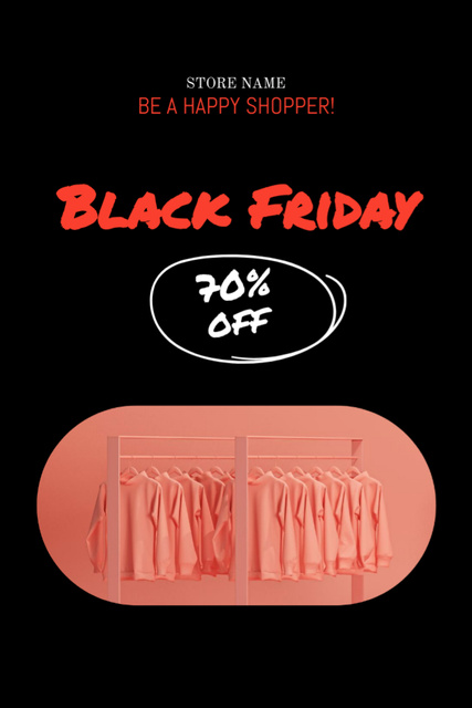 Trendy Attire Discounts on Black Friday Postcard 4x6in Vertical Modelo de Design
