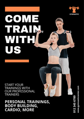 Personal Trainer Helping Woman Train Shoulders Flyer A7 Design Template