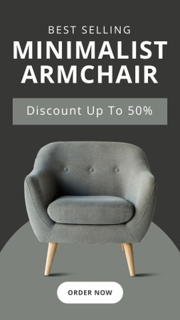 Furniture Store Offer with Minimalist Armchair Instagram Story Modelo de Design