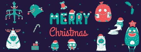 Christmas Greeting with Festive Attributes Facebook cover Design Template