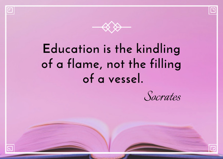 Educational Quote with Opened Book Postcard Modelo de Design