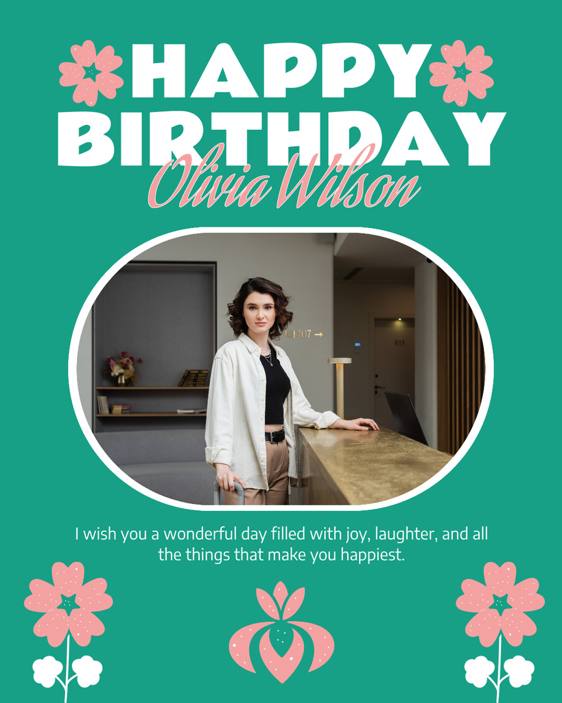 Designvorlage Warm Wishes on Birthday of Wonderful Woman für Instagram Post Vertical