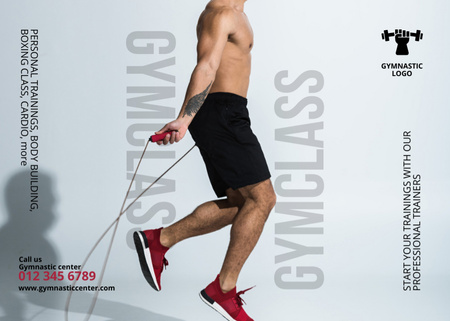 Designvorlage Young Man Jumping Rope für Flyer 5x7in Horizontal