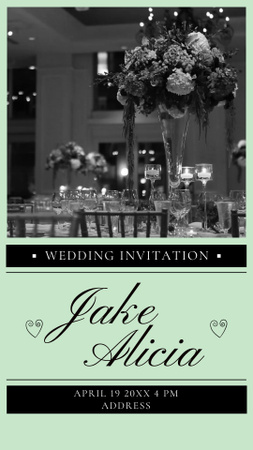 Served Festive Table With Flowers For Wedding Event Instagram Video Story Design Template