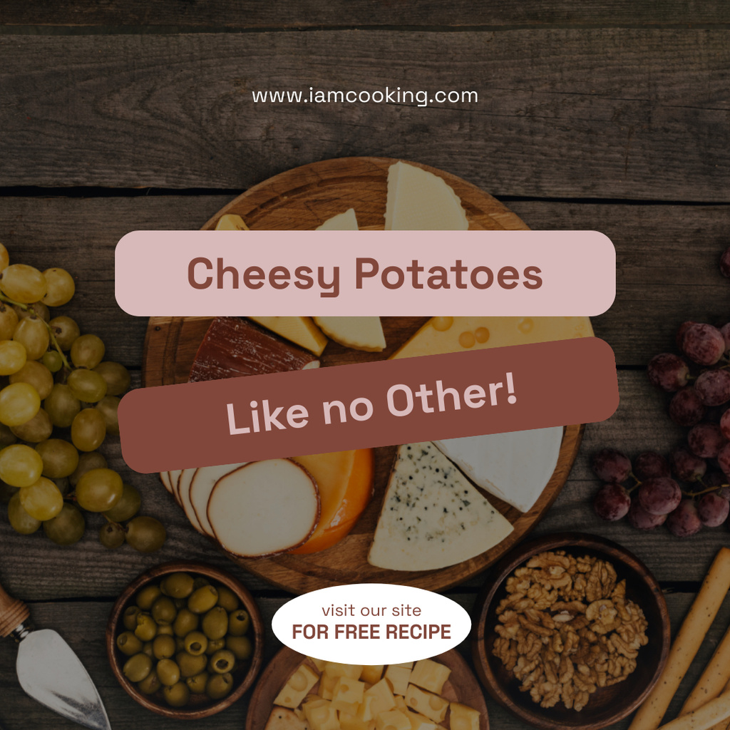Assorted Cheeses on Wooden Board Instagram – шаблон для дизайна