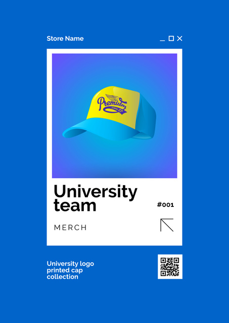 Designvorlage Ad of College Merchandise with Cap für Poster