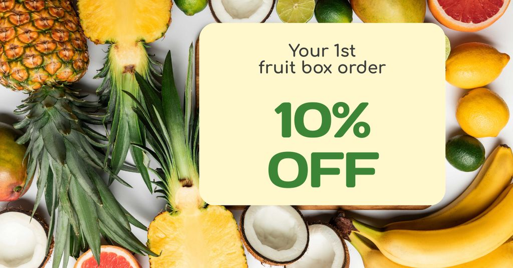 Food Store Offer Fresh Tropical Fruits Facebook ADデザインテンプレート