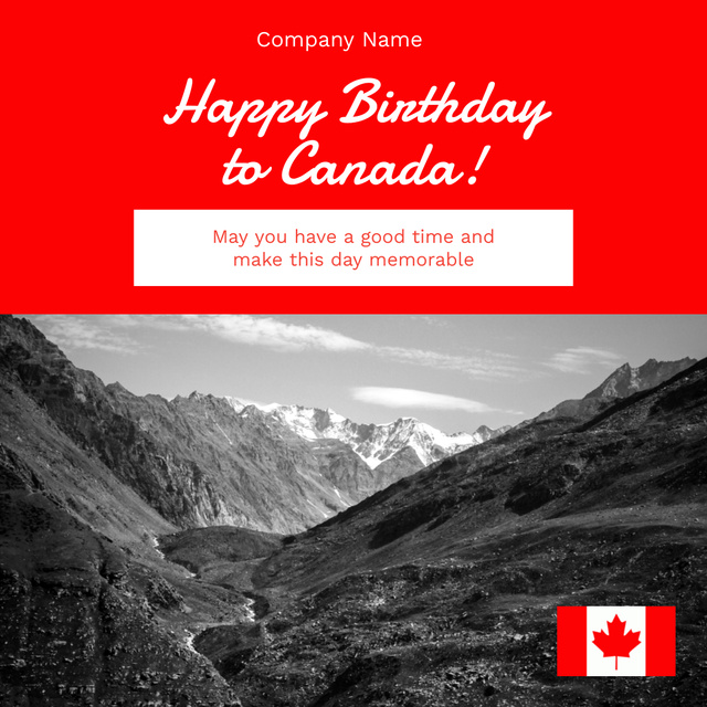 Ontwerpsjabloon van Instagram van Happy Birthday to Canada greeting instagram post