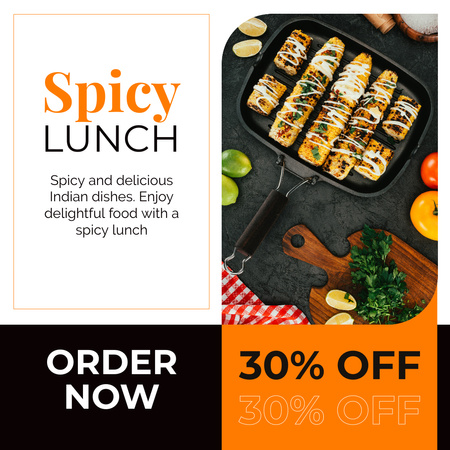 Ideia de almoço picante com prato indiano Instagram Modelo de Design