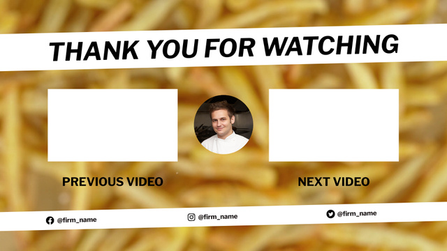 Template di design Salty French Fries Cooking At Chef's Vlog YouTube outro