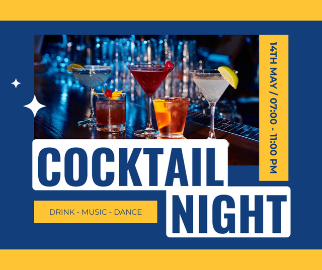 Designvorlage Cocktail Night with Music and Dance für Facebook