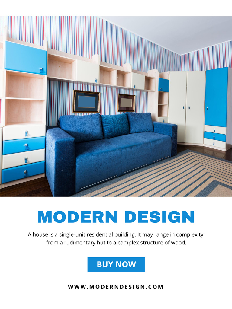Ontwerpsjabloon van Poster US van Real Estate Agency Ad with Modern Apartment And Furnishings