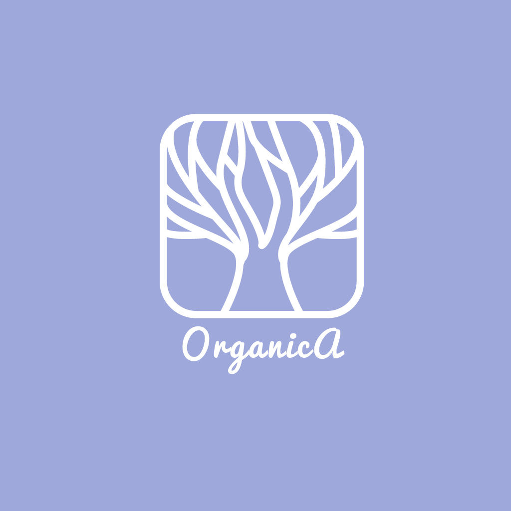 Emblem with Tree Illustration on Blue Logo Design Template