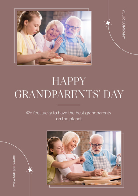 Wishing Joyful Grandparents Day And Celebration With Grandchildren Poster Modelo de Design
