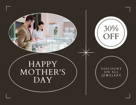 Discount on Jewelry on Mother's Day Holiday Thank You Card 5.5x4in Horizontal Design Template