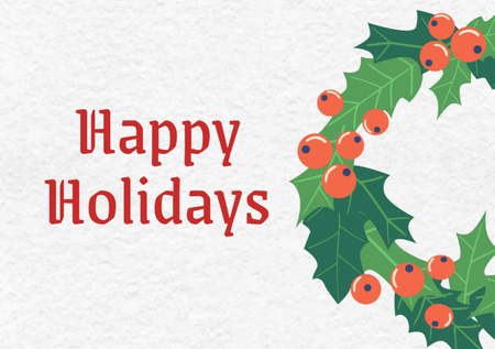 Christmas Greeting with Festive Wreath Postcard A5 Modelo de Design