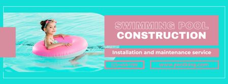 Pool Building Service Offer with Cute Little Girl Facebook cover Design Template