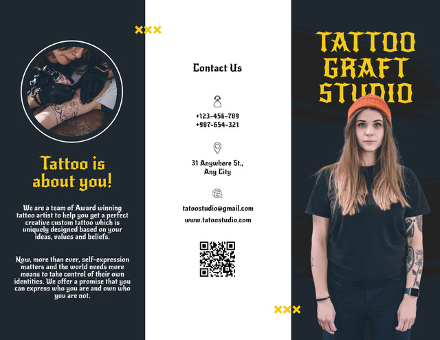 Information of Tattoo Craft Studio Brochure 8.5x11in Πρότυπο σχεδίασης