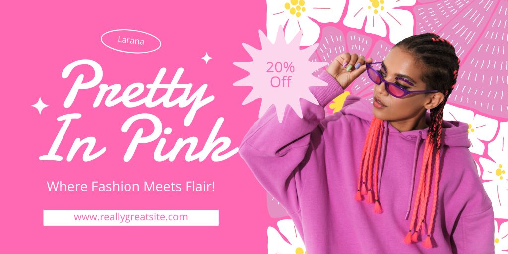 Pretty Pink CLothes for Women Twitterデザインテンプレート
