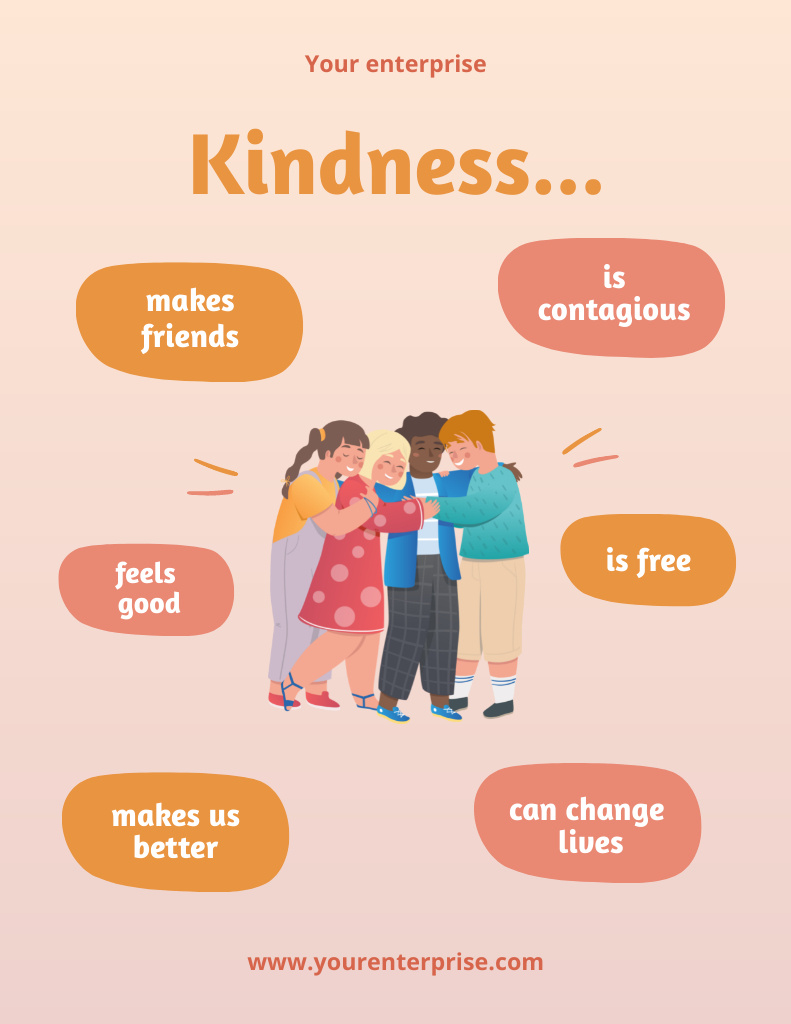 Motivation of Being Kind to People with Friends Poster 8.5x11in – шаблон для дизайна