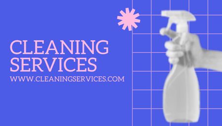 Cleaning Services Ad with Spray Bottle Business Card US Design Template