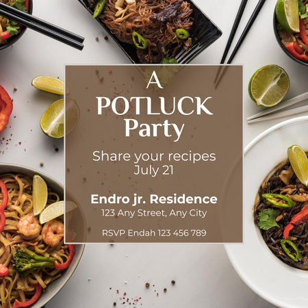 Potluck Party Announcement with Tasty Dishes Instagram Design Template