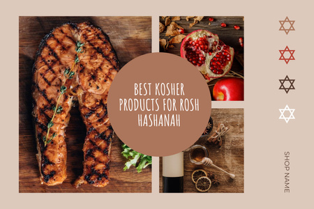 Plantilla de diseño de Lista de alimentos kosher de Rosh Hashaná Mood Board 