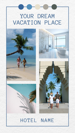 Anúncio de hotel de luxo com lindo casal na praia Instagram Video Story Modelo de Design