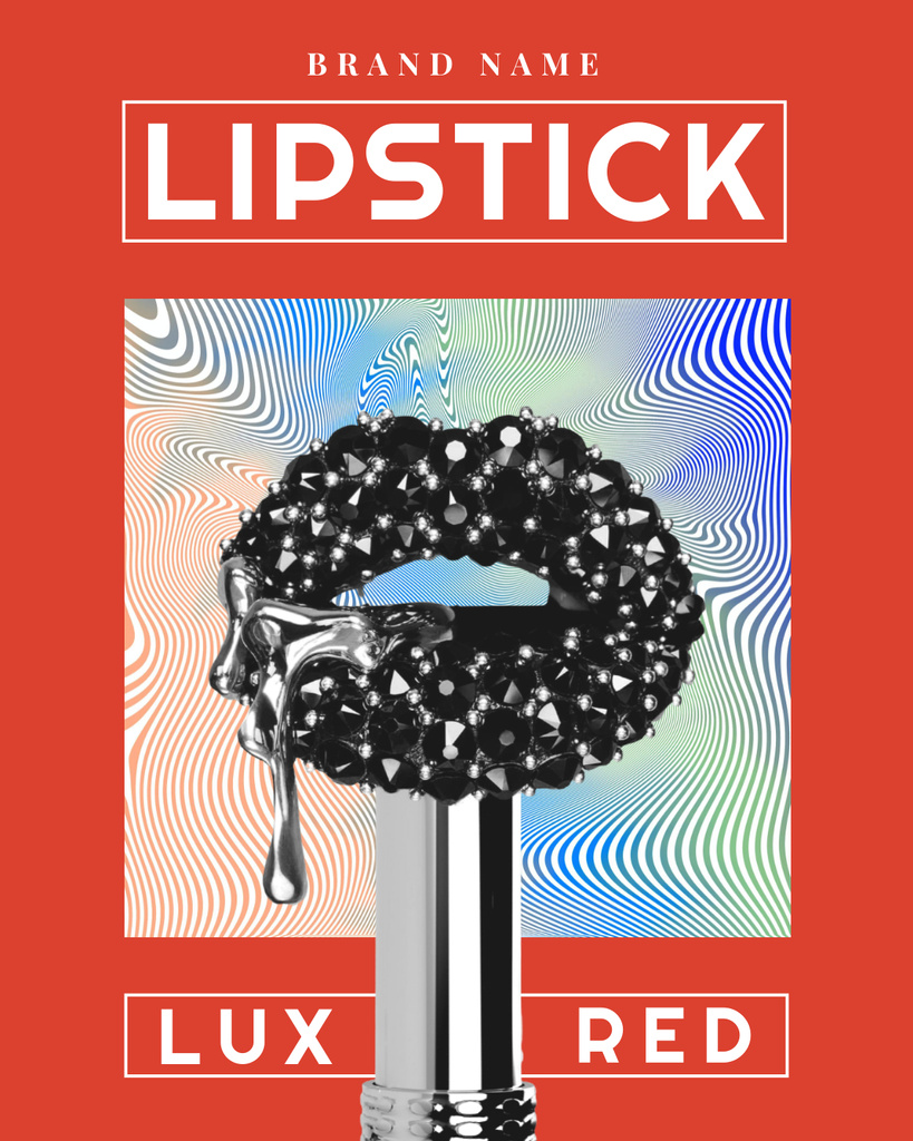 Creative Illustration of Lips on Psychedelic Pattern Poster 16x20inデザインテンプレート
