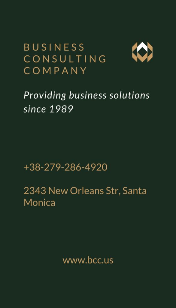 Modèle de visuel Business Consulting Services Offer - Business Card US Vertical