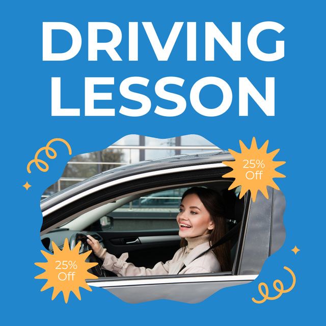 Designvorlage Competent Lessons At Driving School With Discounts Offer für Instagram